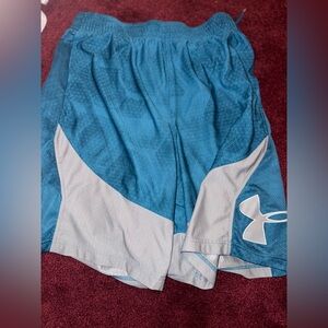 Men’s under armour basketball teal gray men’s XL shorts athletic
